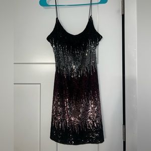 Black, pink and silver sequence large dress.